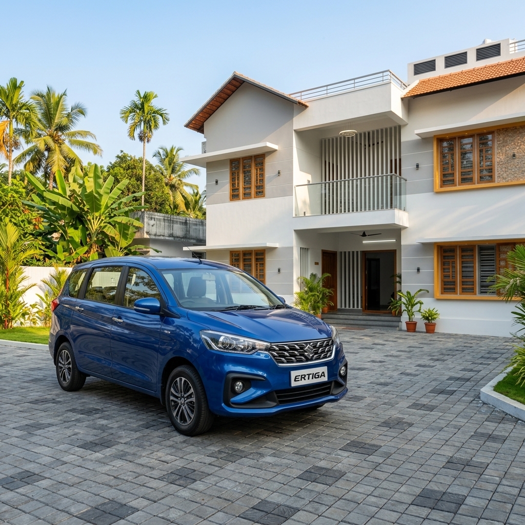 Blue Suzuki Ertiga transportation service at Shalom Holiday Homes